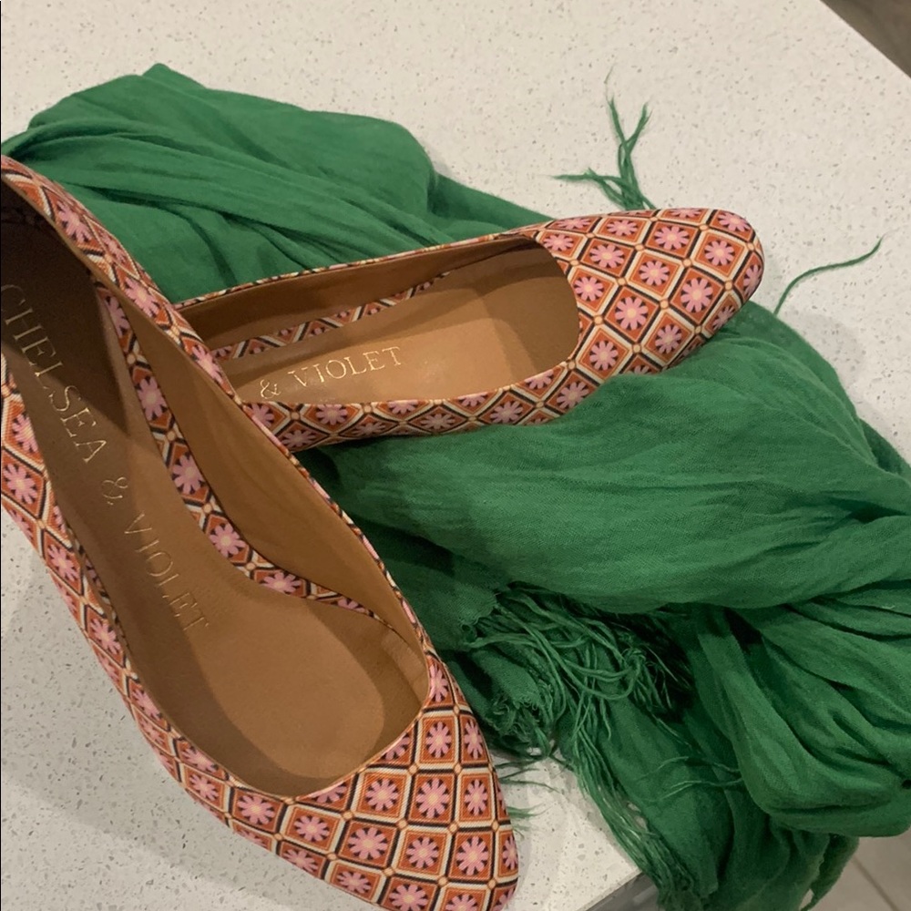 Chelsea & Violet Pink and Orange Flats with Geometric Pattern